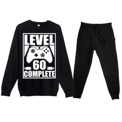 Level 60 Complete Video Gamer 60th Birthday Premium Crewneck Sweatsuit Set