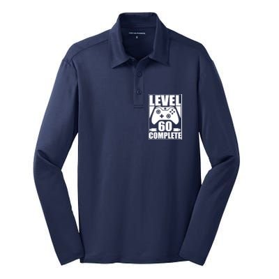 Level 60 Complete Video Gamer 60th Birthday Silk Touch Performance Long Sleeve Polo