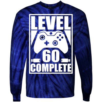 Level 60 Complete Video Gamer 60th Birthday Tie-Dye Long Sleeve Shirt