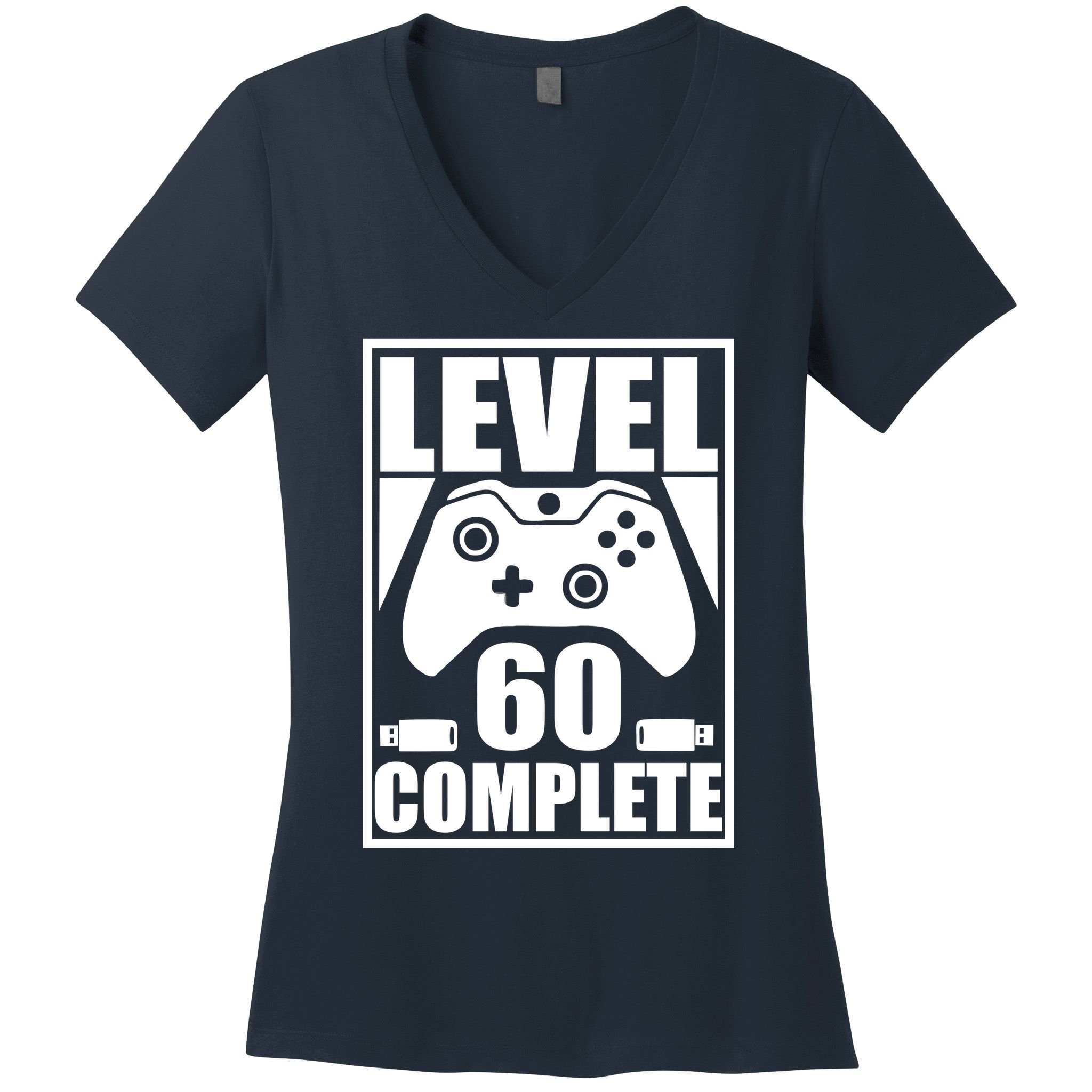 Level 60 Complete Video Gamer 60th Birthday Women's V-Neck T-Shirt