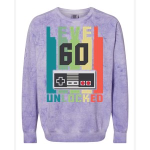 Level 60 Unlocked Funny Retro Gamer Birthday Colorblast Crewneck Sweatshirt