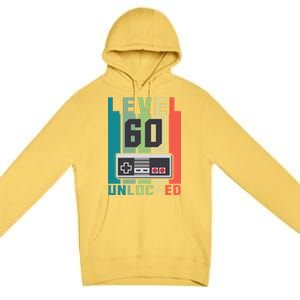 Level 60 Unlocked Funny Retro Gamer Birthday Premium Pullover Hoodie