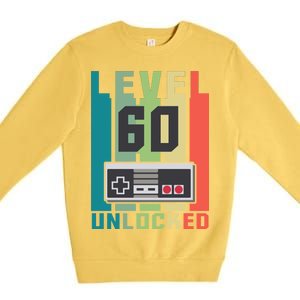 Level 60 Unlocked Funny Retro Gamer Birthday Premium Crewneck Sweatshirt