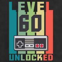 Level 60 Unlocked Funny Retro Gamer Birthday 7 Panel Mesh Trucker Snapback Hat