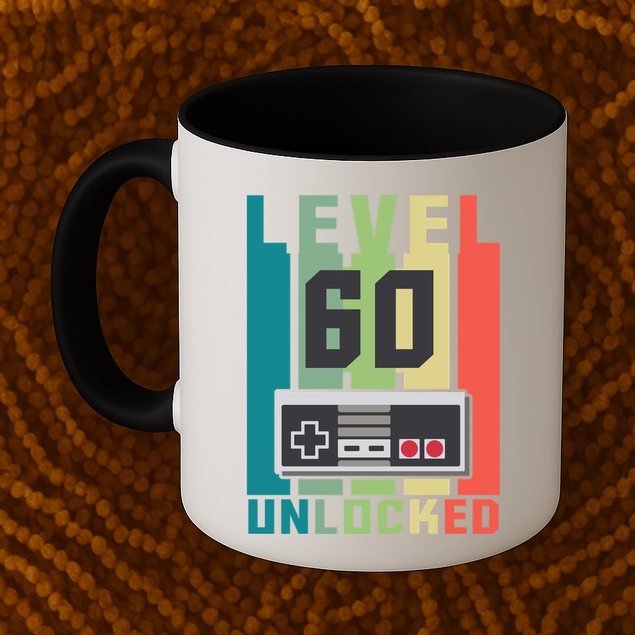 Level 60 Unlocked Funny Retro Gamer Birthday Mug