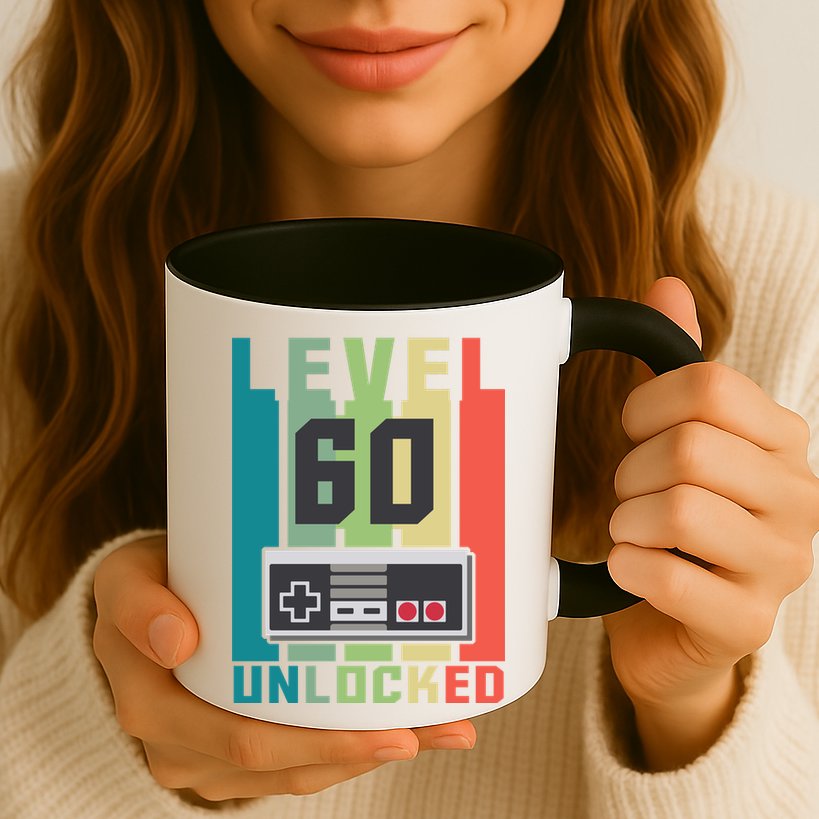 Level 60 Unlocked Funny Retro Gamer Birthday Mug