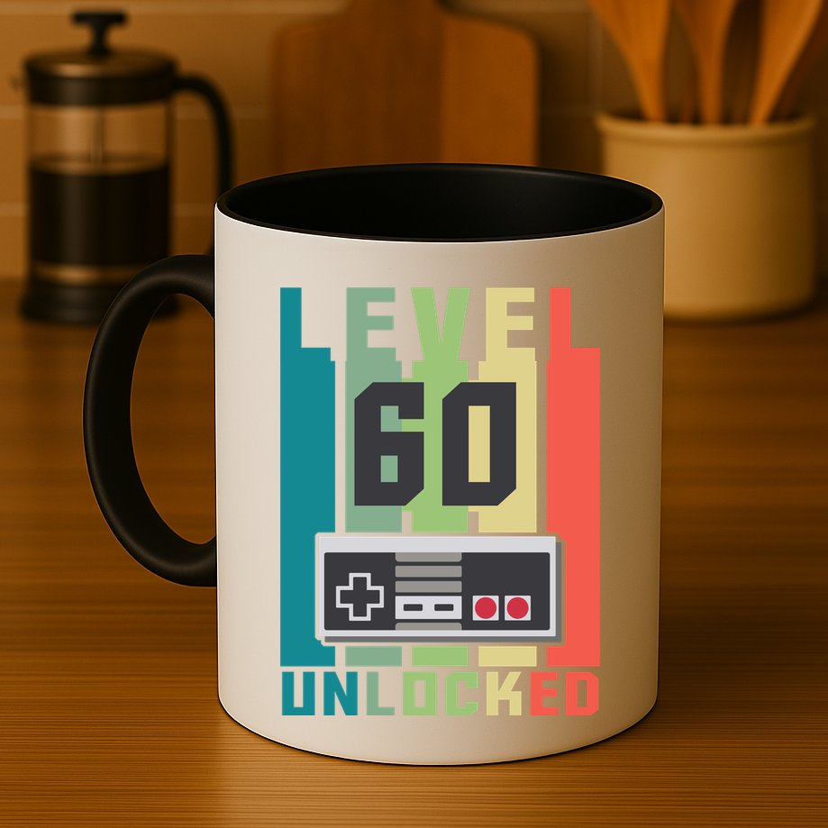 Level 60 Unlocked Funny Retro Gamer Birthday Mug