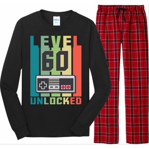 Level 60 Unlocked Funny Retro Gamer Birthday Long Sleeve Pajama Set