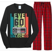 Level 60 Unlocked Funny Retro Gamer Birthday Long Sleeve Pajama Set