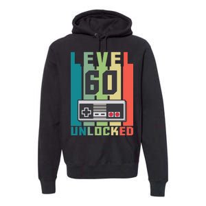 Level 60 Unlocked Funny Retro Gamer Birthday Premium Hoodie