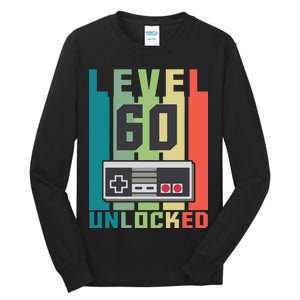 Level 60 Unlocked Funny Retro Gamer Birthday Tall Long Sleeve T-Shirt