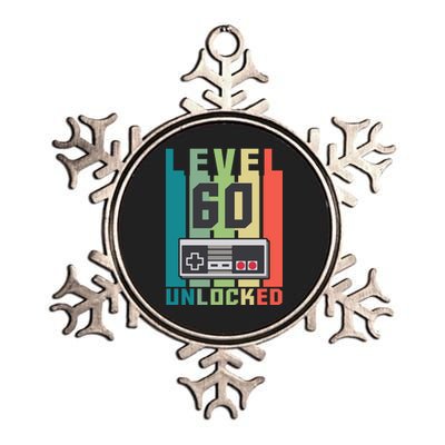 Level 60 Unlocked Funny Retro Gamer Birthday Metallic Star Ornament