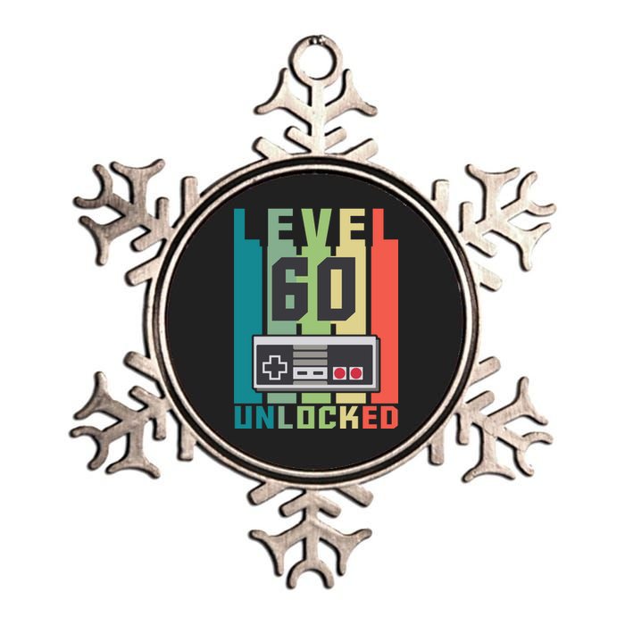 Level 60 Unlocked Funny Retro Gamer Birthday Metallic Star Ornament