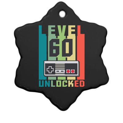 Level 60 Unlocked Funny Retro Gamer Birthday Ceramic Star Ornament