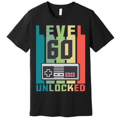 Level 60 Unlocked Funny Retro Gamer Birthday Premium T-Shirt