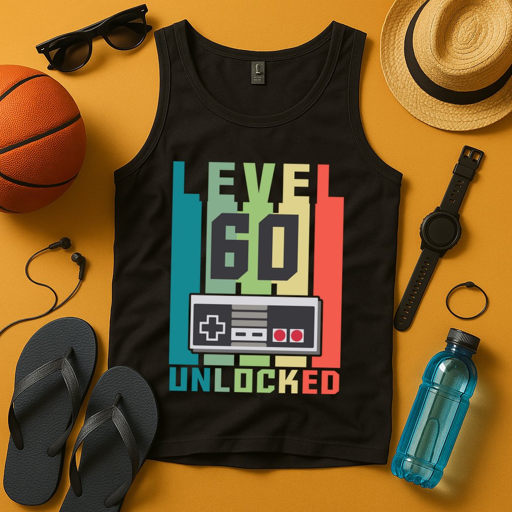 Level 60 Unlocked Funny Retro Gamer Birthday Tank Top