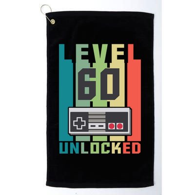 Level 60 Unlocked Funny Retro Gamer Birthday Golf Towel