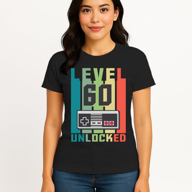 Level 60 Unlocked Funny Retro Gamer Birthday Womens T-Shirt