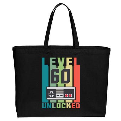 Level 60 Unlocked Funny Retro Gamer Birthday Cotton Canvas Jumbo Tote