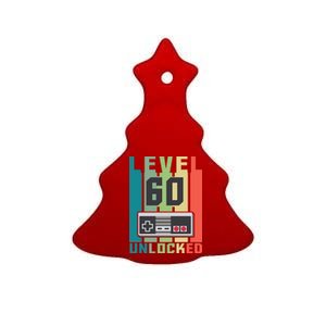 Level 60 Unlocked Funny Retro Gamer Birthday Ceramic Tree Ornament