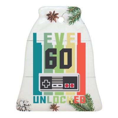 Level 60 Unlocked Funny Retro Gamer Birthday Ceramic Bell Ornament