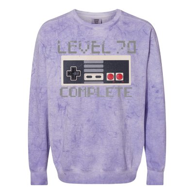 Level 70 Complete Retro Gamer 70th Birthday Colorblast Crewneck Sweatshirt