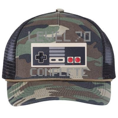 Level 70 Complete Retro Gamer 70th Birthday Retro Rope Trucker Hat Cap