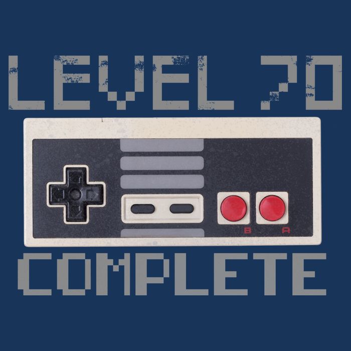 Level 70 Complete Retro Gamer 70th Birthday Drawstring Bag