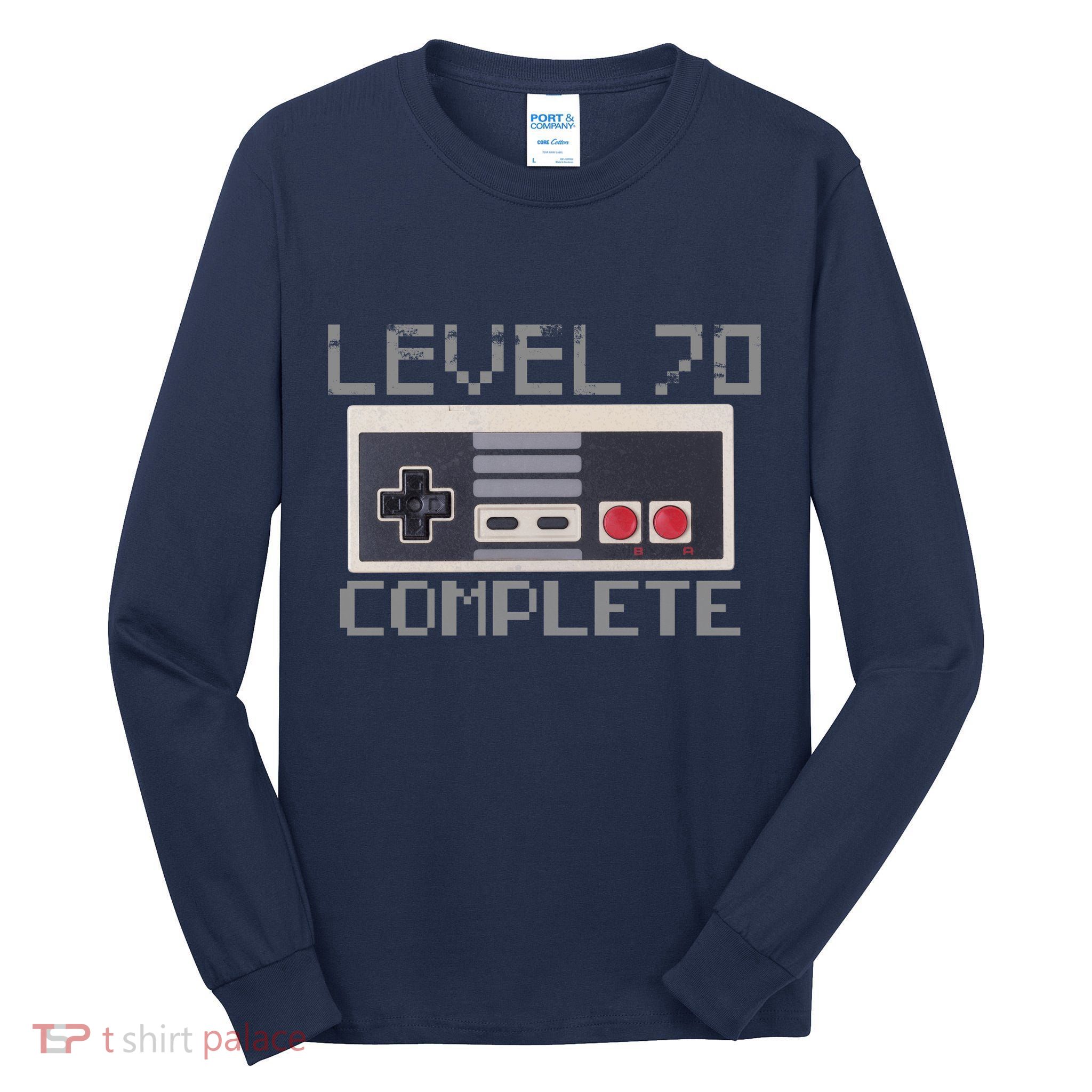 Level 70 Complete Retro Gamer 70th Birthday Tall Long Sleeve T-Shirt