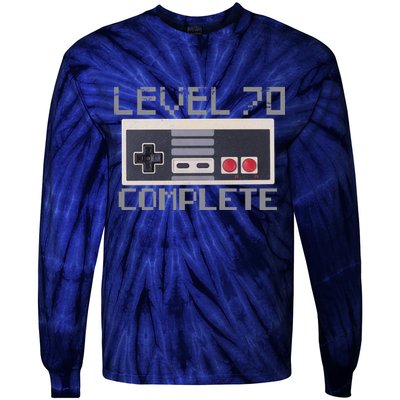 Level 70 Complete Retro Gamer 70th Birthday Tie-Dye Long Sleeve Shirt