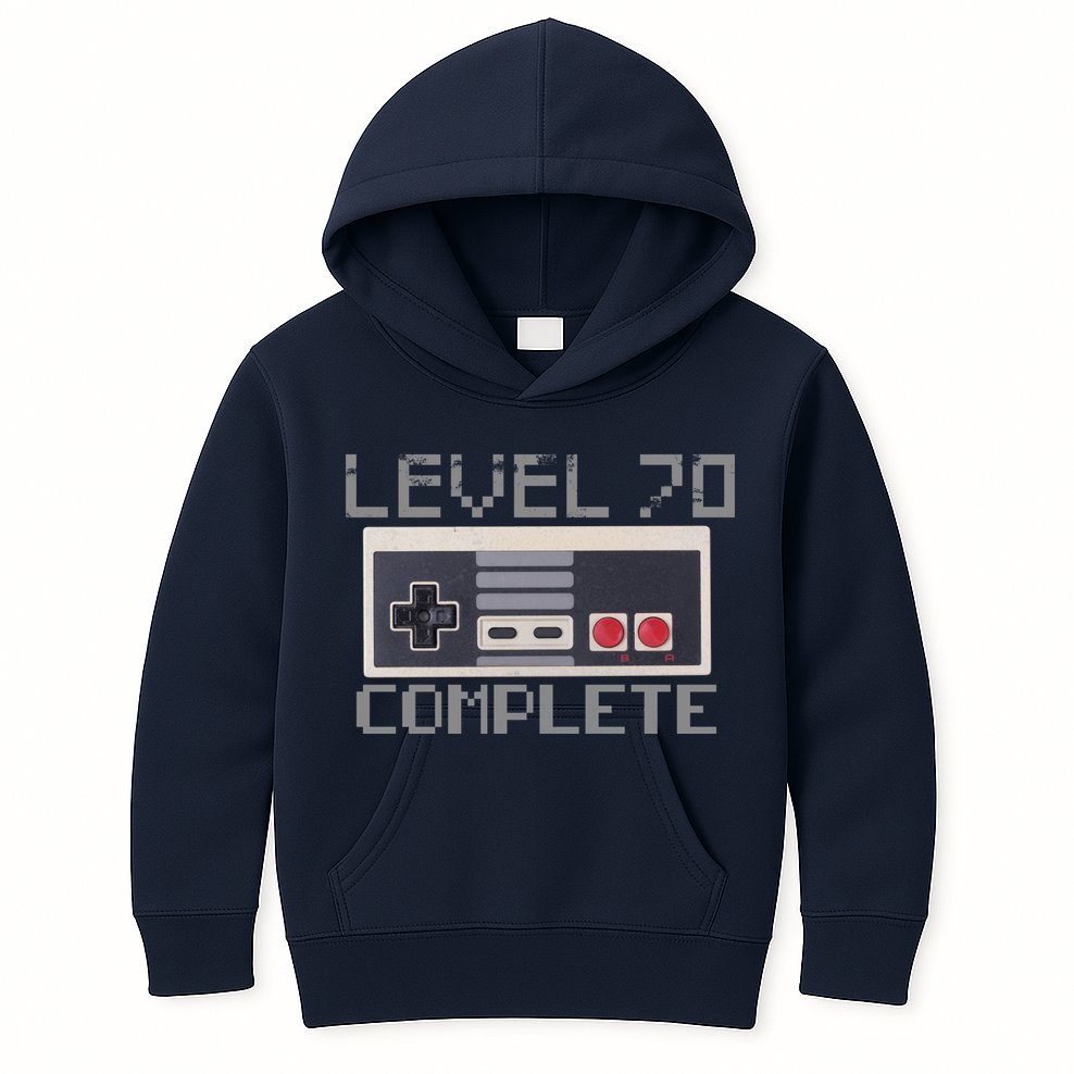 Level 70 Complete Retro Gamer 70th Birthday Kids Hoodie