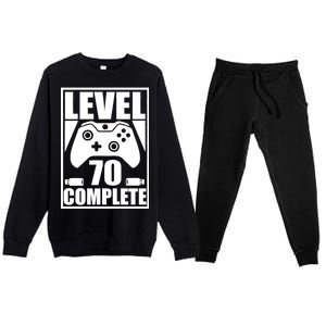 Level 70 Complete Video Gamer 70th Birthday Premium Crewneck Sweatsuit Set