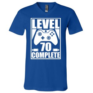 Level 70 Complete Video Gamer 70th Birthday V-Neck T-Shirt