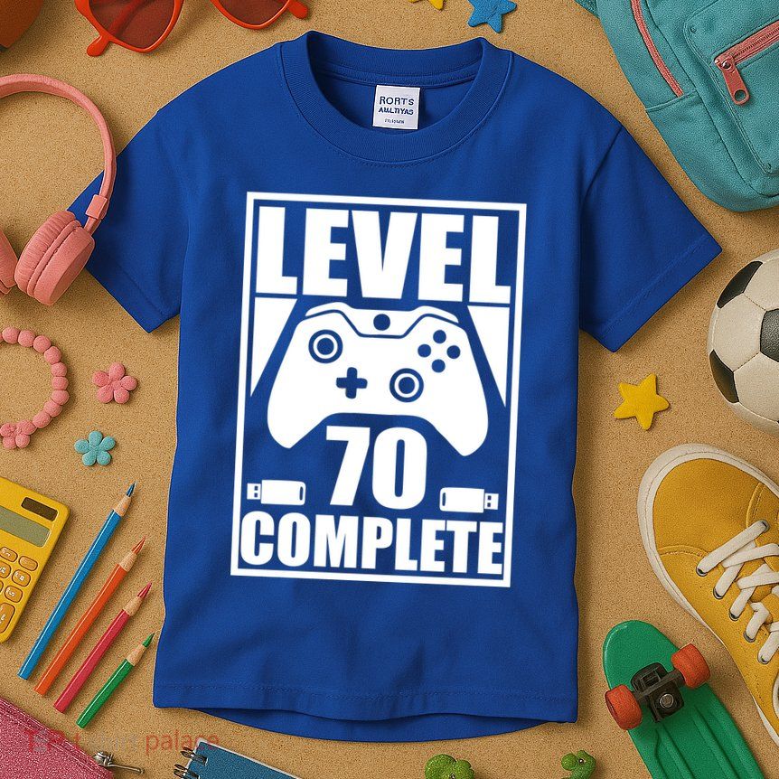 Level 70 Complete Video Gamer 70th Birthday Kids T-Shirt