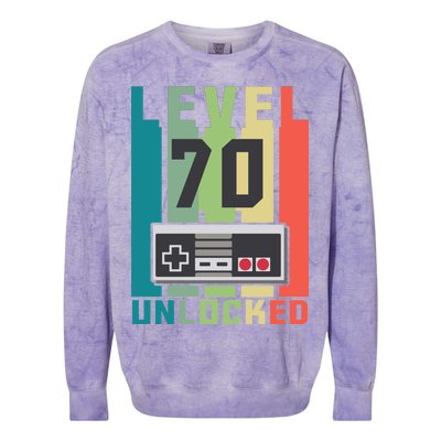 Level 70 Unlocked Funny Retro Gamer Birthday Colorblast Crewneck Sweatshirt