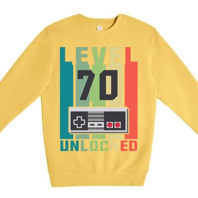 Level 70 Unlocked Funny Retro Gamer Birthday Premium Crewneck Sweatshirt