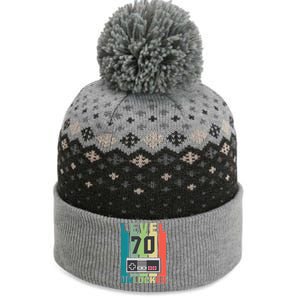 Level 70 Unlocked Funny Retro Gamer Birthday The Baniff Cuffed Pom Beanie