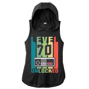 Level 70 Unlocked Funny Retro Gamer Birthday Ladies PosiCharge Tri-Blend Wicking Draft Hoodie Tank