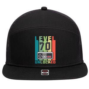 Level 70 Unlocked Funny Retro Gamer Birthday 7 Panel Mesh Trucker Snapback Hat