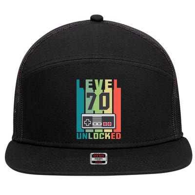Level 70 Unlocked Funny Retro Gamer Birthday 7 Panel Mesh Trucker Snapback Hat