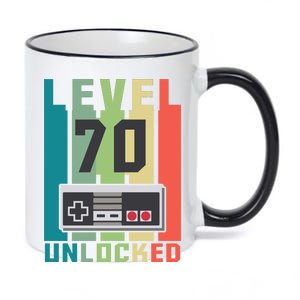 Level 70 Unlocked Funny Retro Gamer Birthday 11oz Black Color Changing Mug