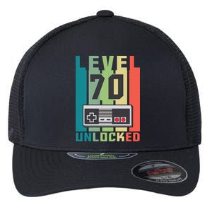 Level 70 Unlocked Funny Retro Gamer Birthday Flexfit Unipanel Trucker Cap