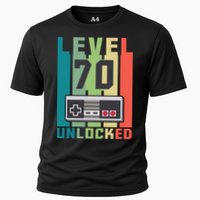 Level 70 Unlocked Funny Retro Gamer Birthday Cooling Performance Crew T-Shirt