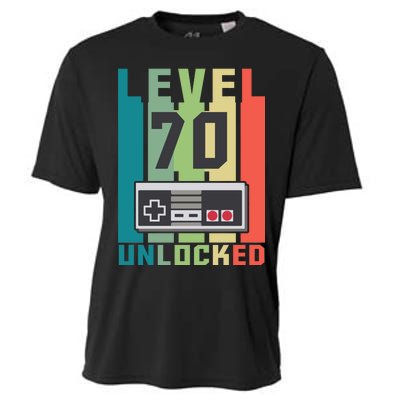 Level 70 Unlocked Funny Retro Gamer Birthday Cooling Performance Crew T-Shirt