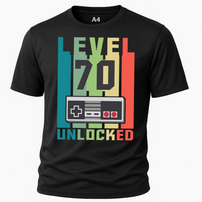 Level 70 Unlocked Funny Retro Gamer Birthday Cooling Performance Crew T-Shirt