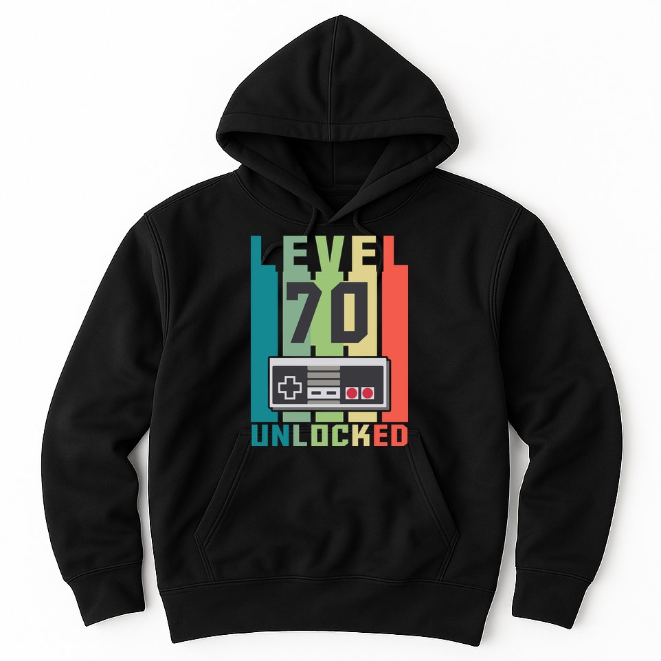 Level 70 Unlocked Funny Retro Gamer Birthday Hoodie