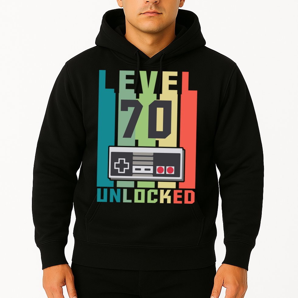 Level 70 Unlocked Funny Retro Gamer Birthday Hoodie