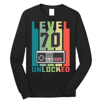 Level 70 Unlocked Funny Retro Gamer Birthday Long Sleeve Shirt