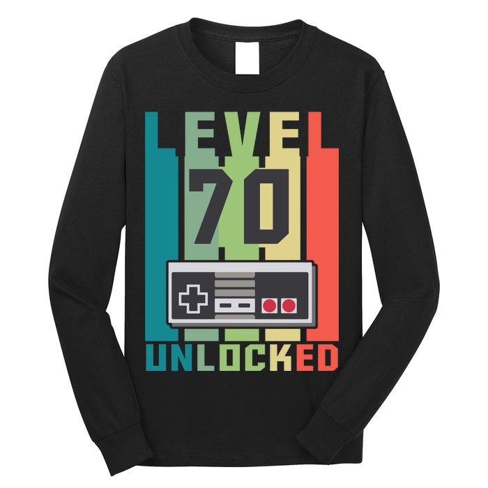 Level 70 Unlocked Funny Retro Gamer Birthday Long Sleeve Shirt