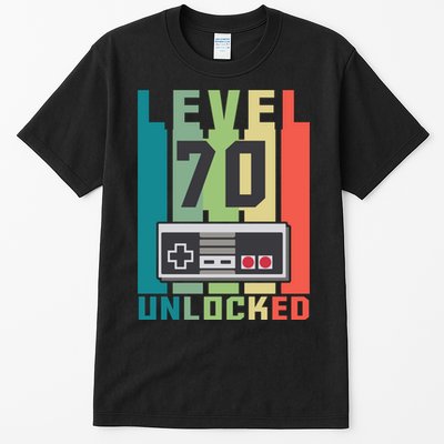 Level 70 Unlocked Funny Retro Gamer Birthday Tall T-Shirt